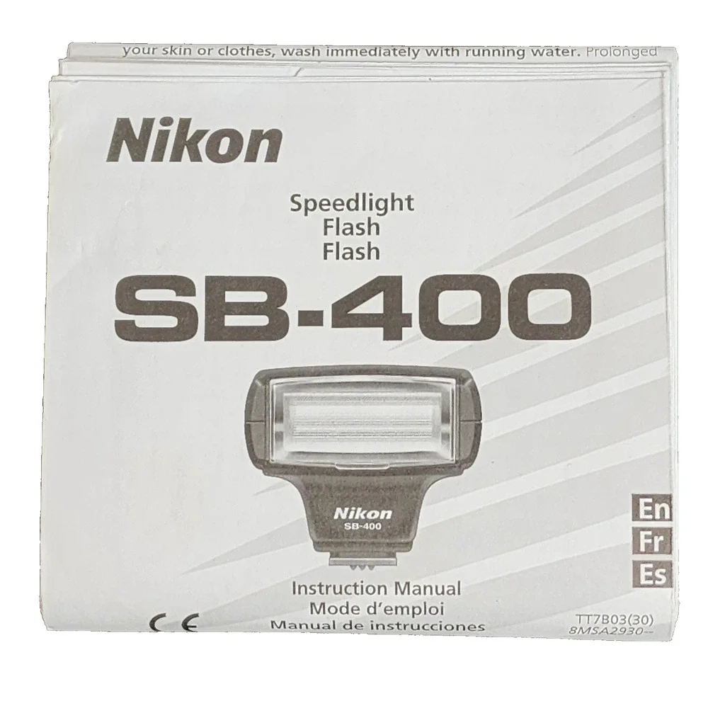 Nikon SB-400 Speedlight Flash Instruction Manual - English, French, Spanish